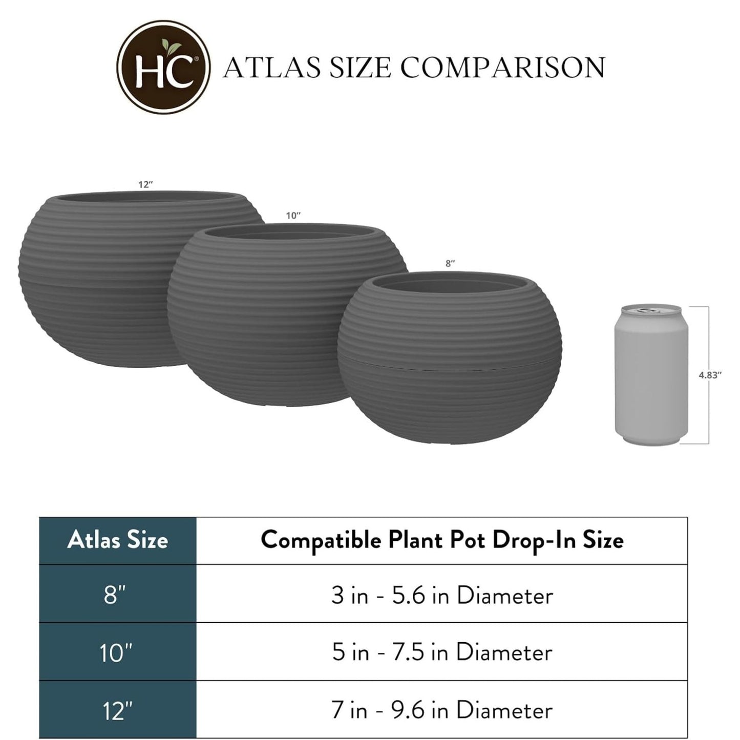 The HC Companies 8 Inch Atlas Sphere Planter, Round Plastic Plant Pot, Blue