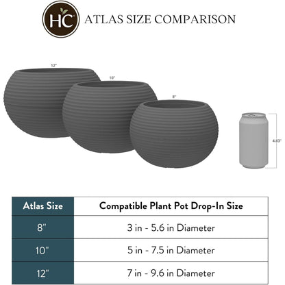 The HC Companies 10 Inch Atlas Sphere Planter, Round Plastic Plant Pot, Brown