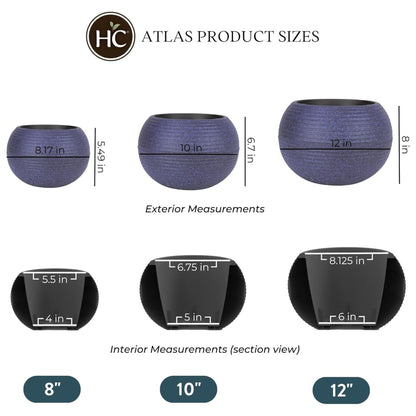 The HC Companies 10 Inch Atlas Sphere Planter, Round Plastic Plant Pot, Blue