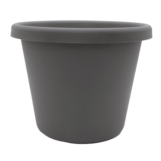 The HC Companies 15.5 Inch Round Classic Planter, Plastic Plant Pot, Warm Gray