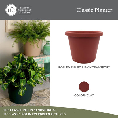 The HC Companies 17 Inch Round Classic Planter, Plastic Plant Pot, Clay
