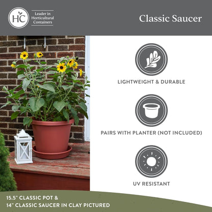 The HC Companies Classic 16 Inch Round Plant Pot Saucer Drip Tray, Evergreen
