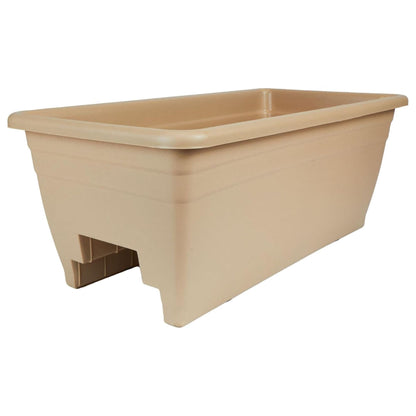 The HC Companies Railing Planter Box with Removable Drain Plugs, 24", Sandstone