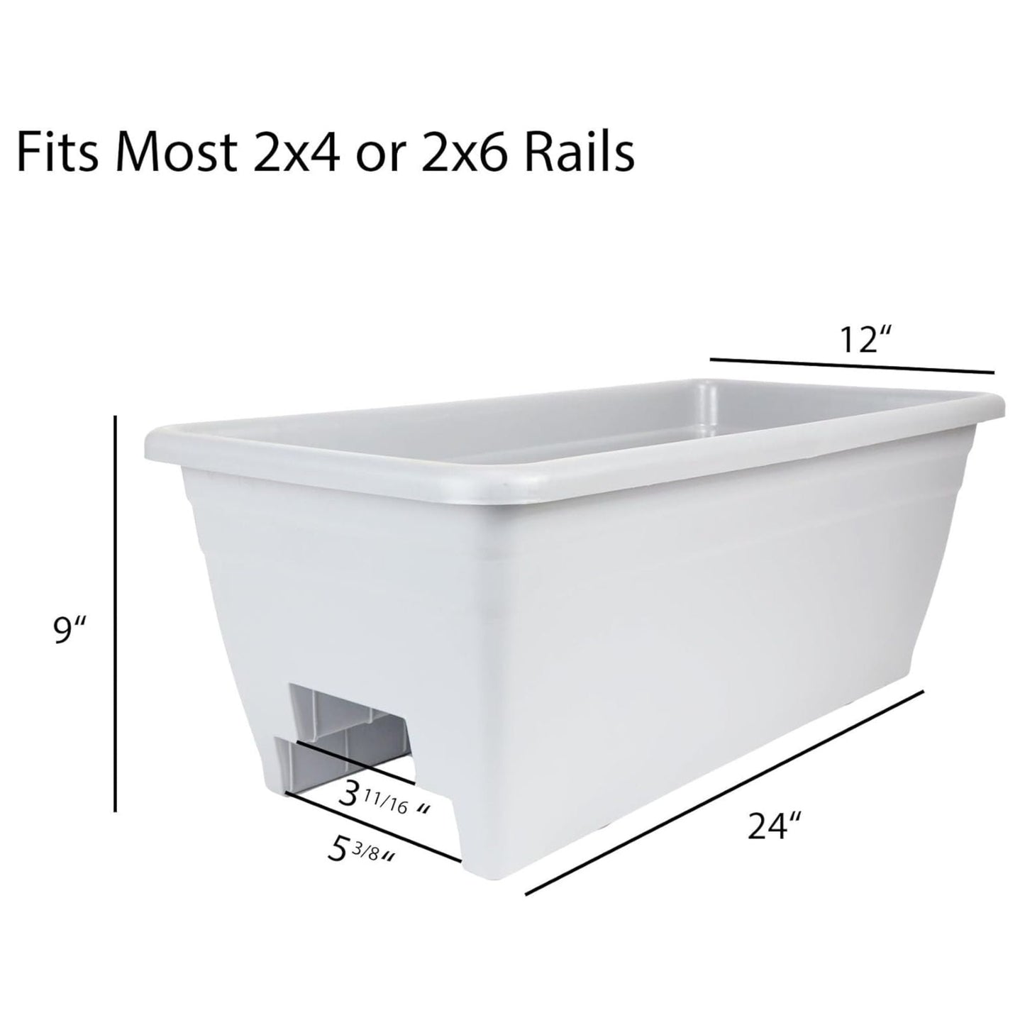 The HC Companies Railing Planter Box with Removable Drain Plugs, 24", Sandstone