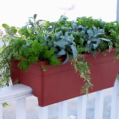 The HC Companies Railing Planter Box with Removable Drain Plugs, 24", Sandstone