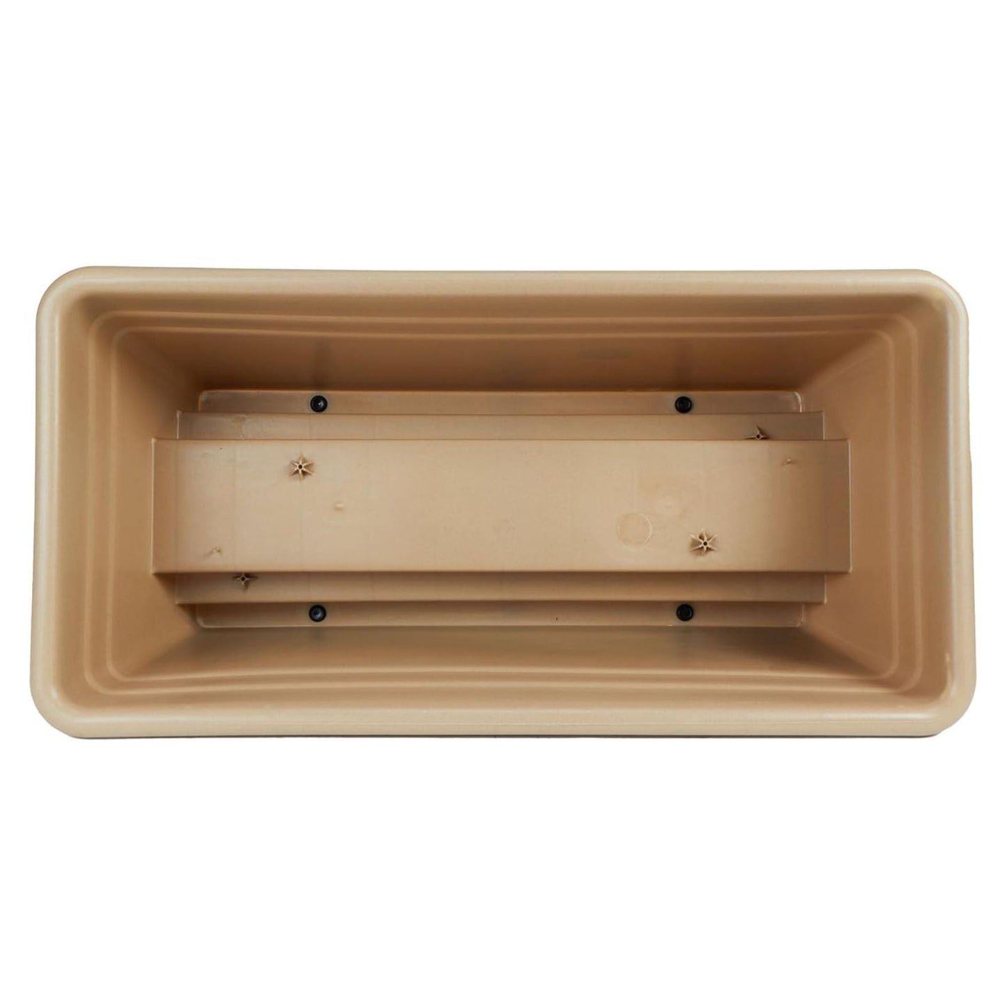 The HC Companies Railing Planter Box with Removable Drain Plugs, 24", Sandstone