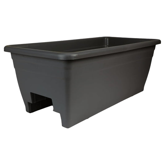 The HC Companies Deck Railing Planter Box with Removable Drain Plugs, 24", Black