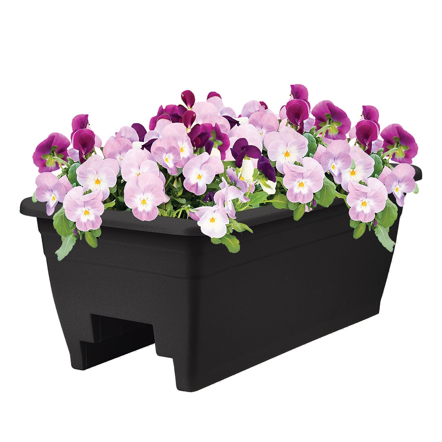 The HC Companies Deck Railing Planter Box with Removable Drain Plugs, 24", Black