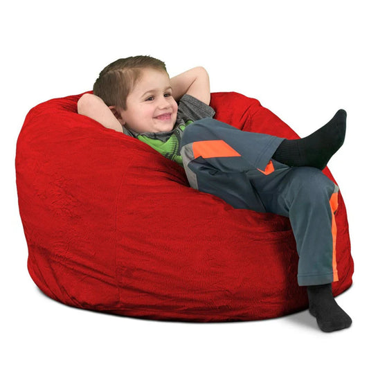 Ultimate Sack Kids Bean Bag Chair, Oversized Indoor Comfy Lounger, Red Suede