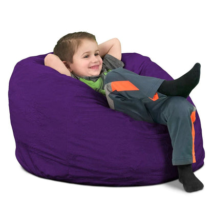 Ultimate Sack Kids Bean Bag Chair, Oversized Indoor Comfy Lounger, Purple Suede