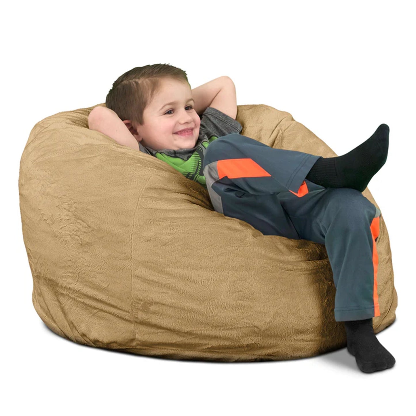 Ultimate Sack Kids Bean Bag Chair, Oversized Indoor Comfy Lounger, Camel Suede