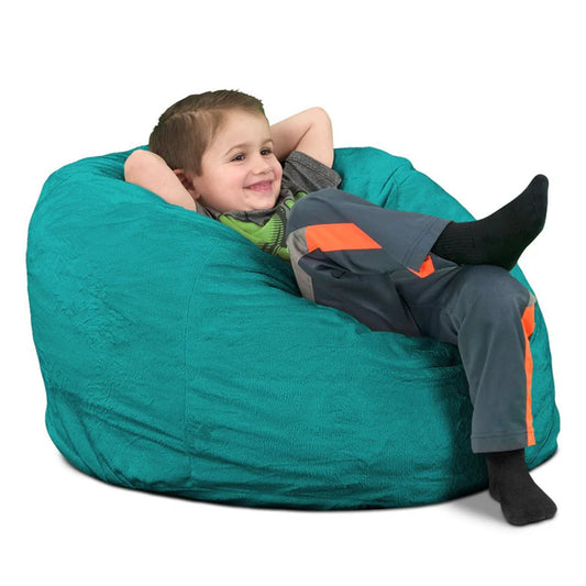 Ultimate Sack Kids Bean Bag Chair, Oversized Indoor Comfy Lounger, Teal Suede