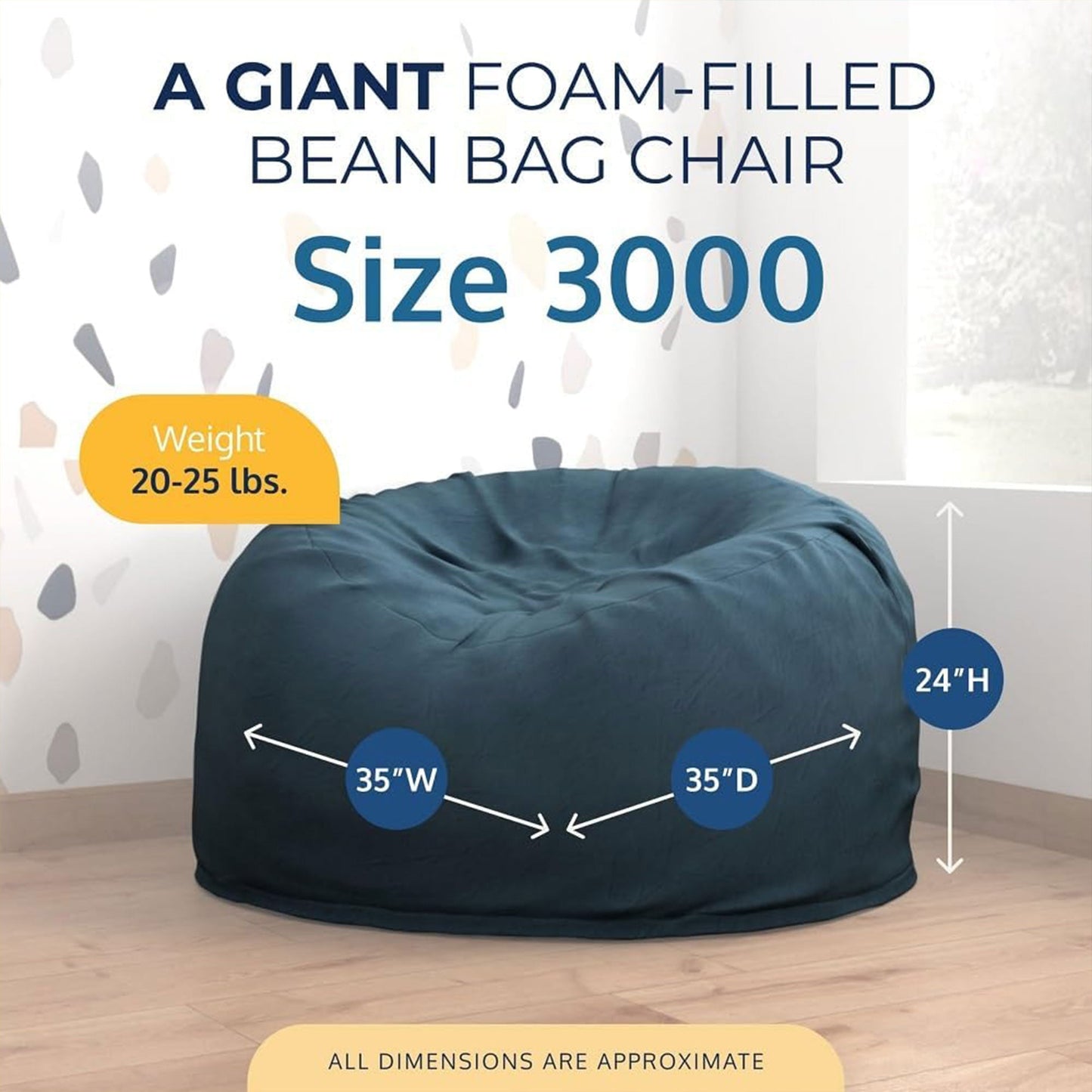 Ultimate Sack 3ft Bean Bag Chair, Oversized Indoor Comfy Lounger, Cloud Suede