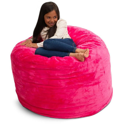 Ultimate Sack 3ft Bean Bag Chair, Oversized Indoor Comfy Lounger, Pink Fur