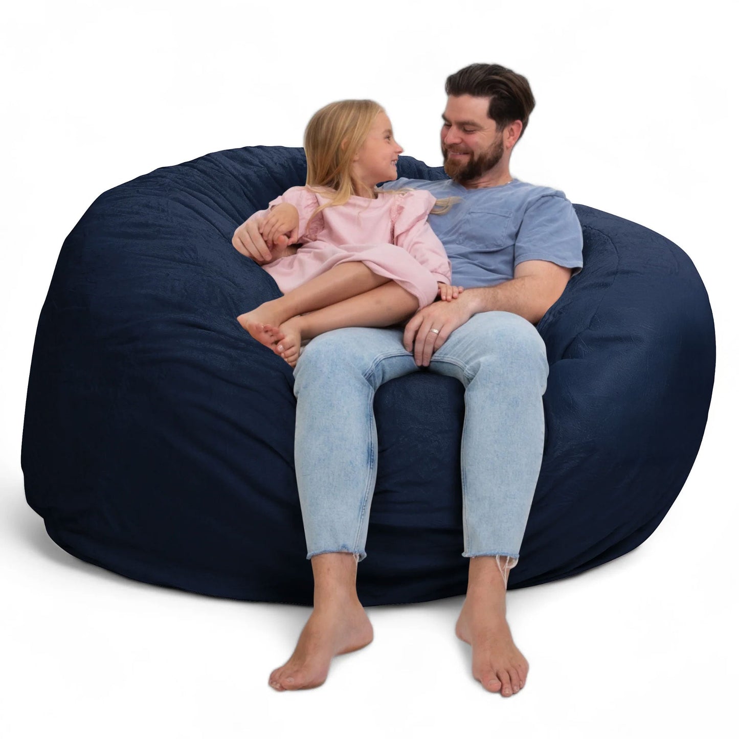 Ultimate Sack 6ft Bean Bag Chair, Oversized Indoor Comfy Lounger, Navy Fur