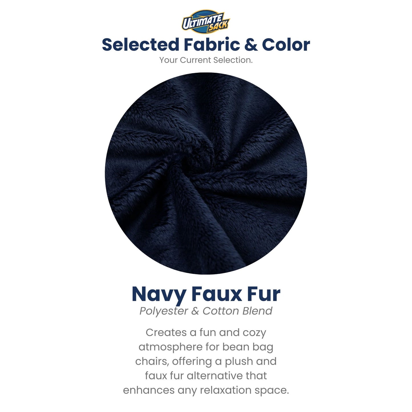 Ultimate Sack 6ft Bean Bag Chair, Oversized Indoor Comfy Lounger, Navy Fur