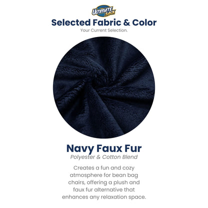 Ultimate Sack 6ft Bean Bag Chair, Oversized Indoor Comfy Lounger, Navy Fur