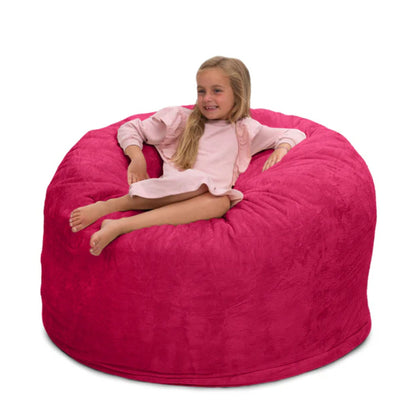 Ultimate Sack 4ft Bean Bag Chair, Oversized Indoor Comfy Lounger, Pink Fur