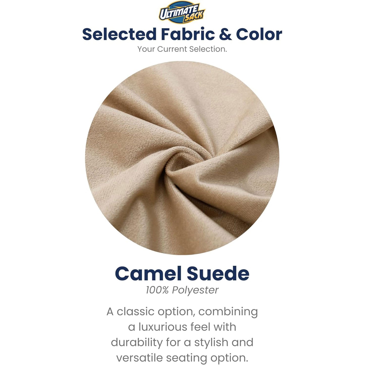 Ultimate Sack Kids Bean Bag Chair, Oversized Indoor Comfy Lounger, Camel Suede