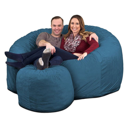 Ultimate Sack 6ft Bean Bag Chair and Footstool, Oversized Lounger, Cloud Suede