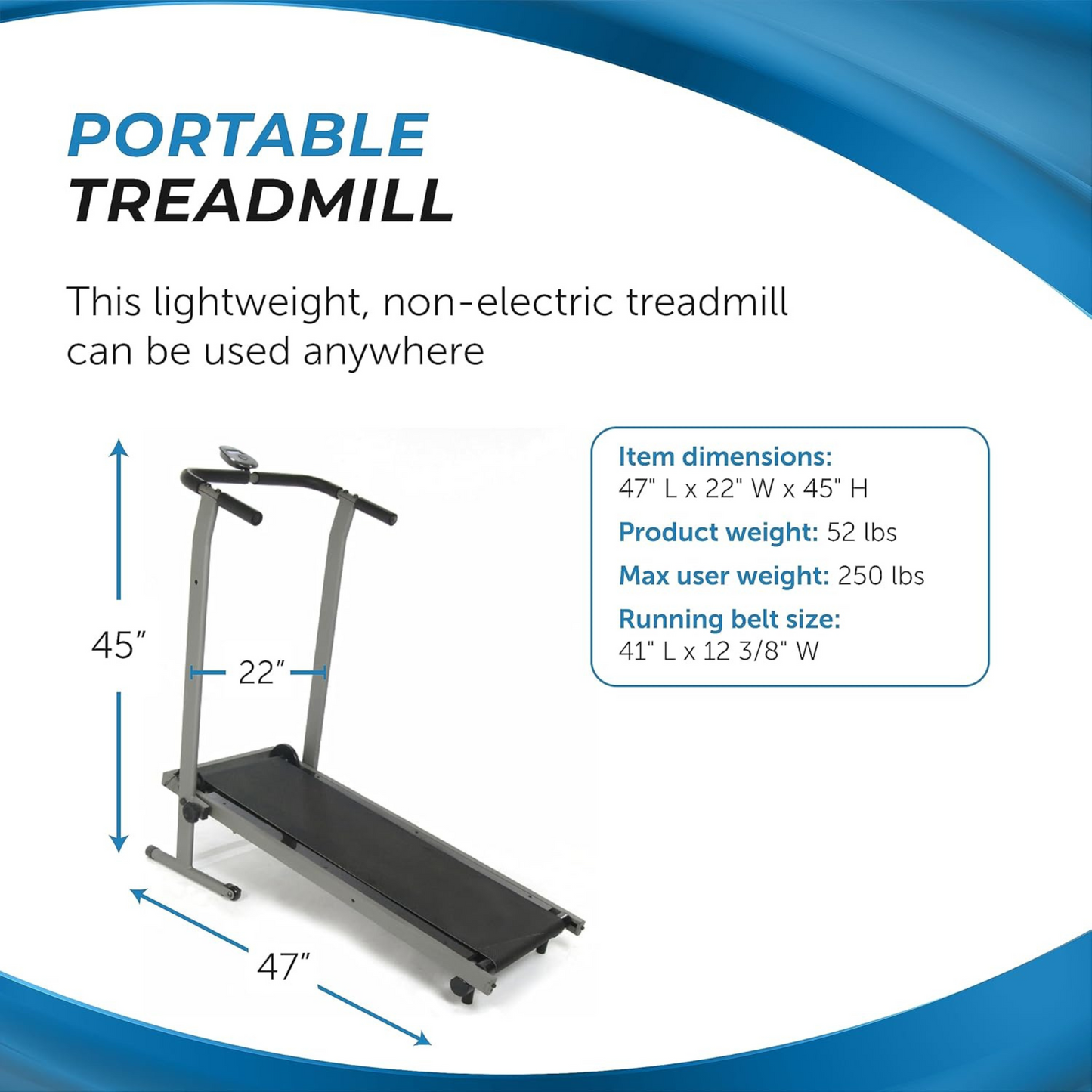 Stamina InMotion T900 Manual Treadmill Home Gym Cardio Exercise Foldable Machine