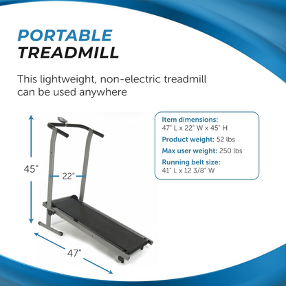 Stamina InMotion T900 Manual Treadmill Home Gym Cardio Exercise Foldable Machine