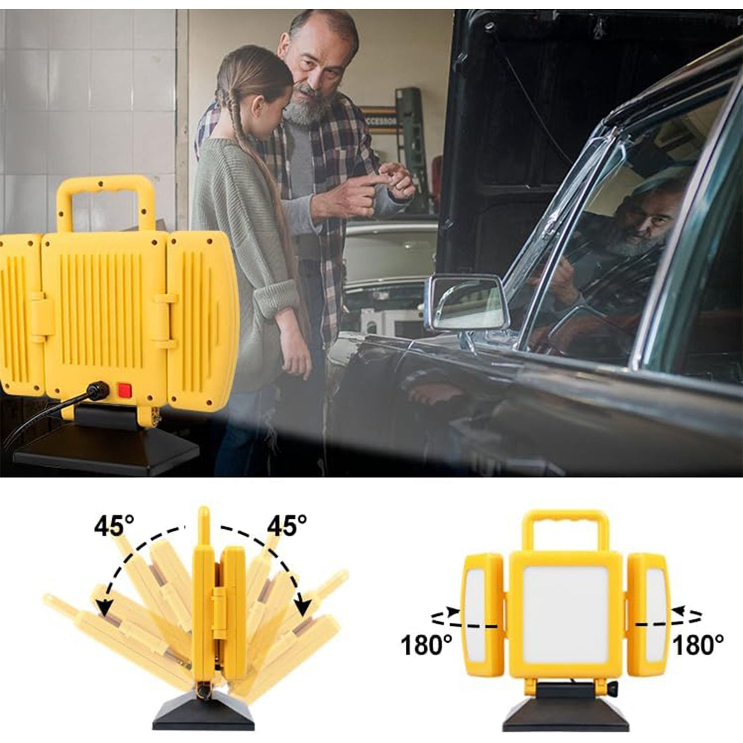 BRIGHTLIVING LED Tripod Work Light, Rechargeable Light Foldable Base, 7500 Lumen