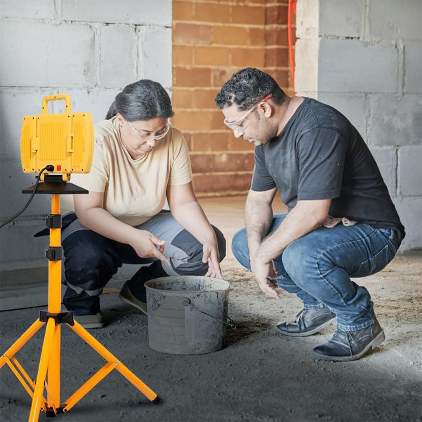 BRIGHTLIVING LED Tripod Work Light, Rechargeable Light Foldable Base, 7500 Lumen