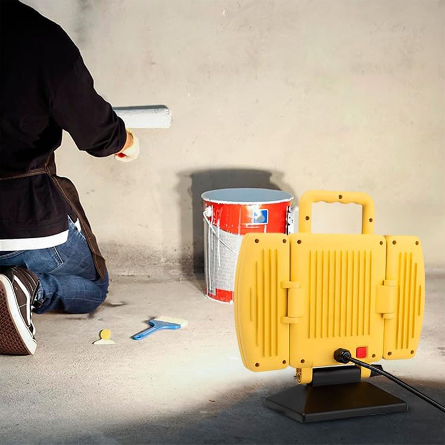 BRIGHTLIVING LED Tripod Work Light, Rechargeable Light Foldable Base, 7500 Lumen