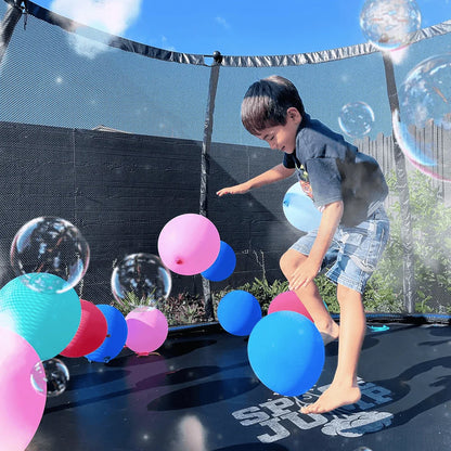 SpaceJump Lunar 8 Foot Trampoline, Outdoor Round Bouncer with Safety Net, Black