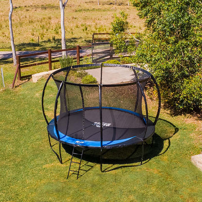 SpaceJump Lunar 12 Foot Trampoline, Outdoor Round Bouncer with Safety Net, Black