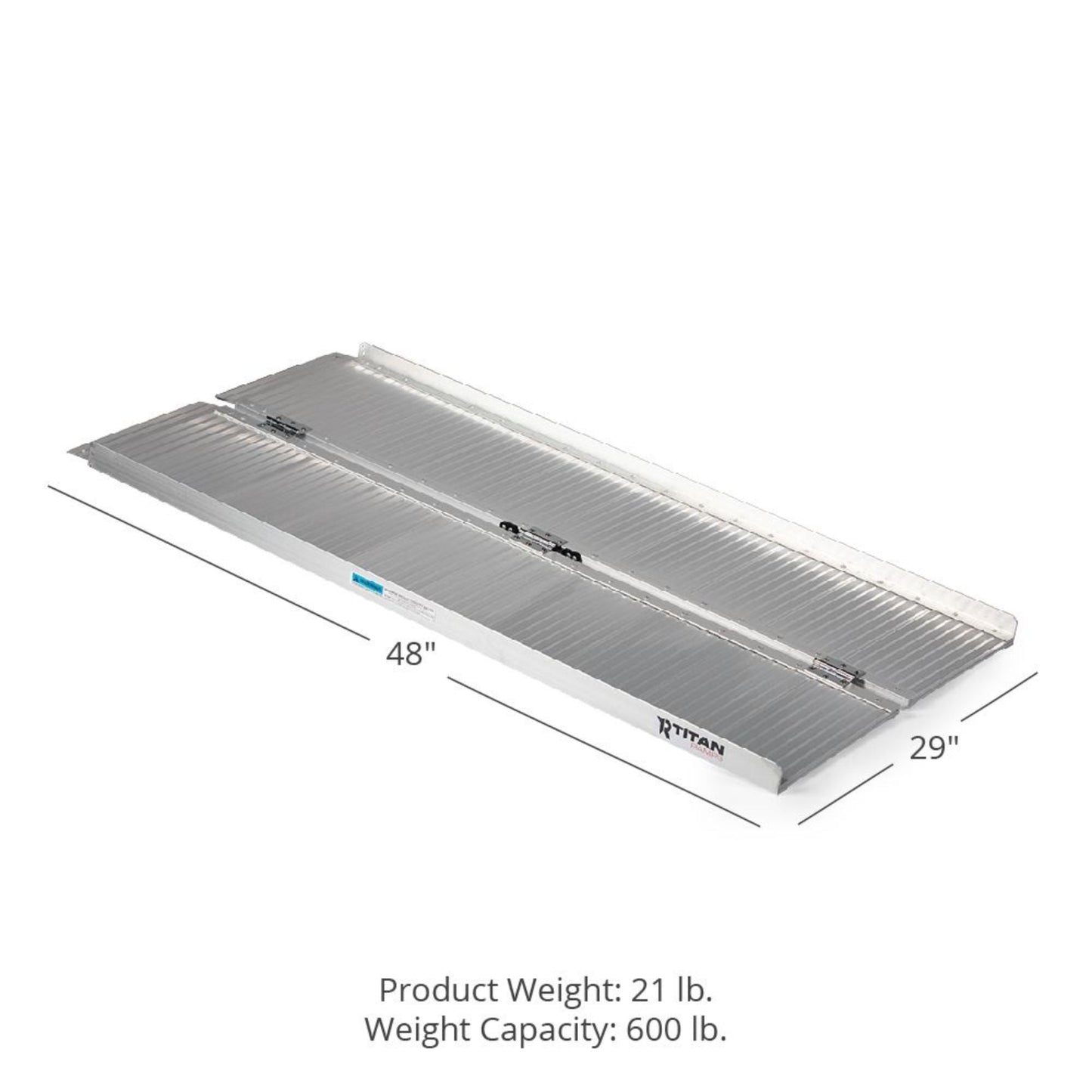 Titan Ramps 4 Foot Single-Fold Aluminum Wheelchair Ramp, 600 Pound Capacity
