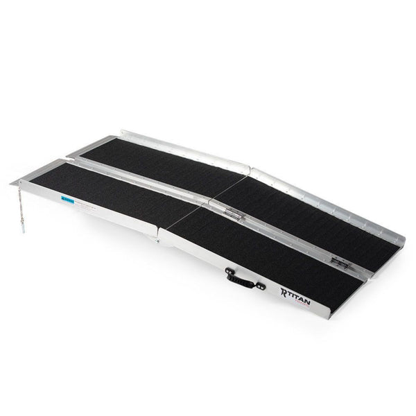 Titan Ramps 5 Foot Multi-Fold Grip Aluminum Wheelchair Ramp, 600 Pound Capacity