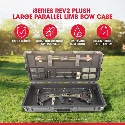 SKB Hard Large Plush Storage Case Archery Bow Parallel Limb iSeries REV2, Black