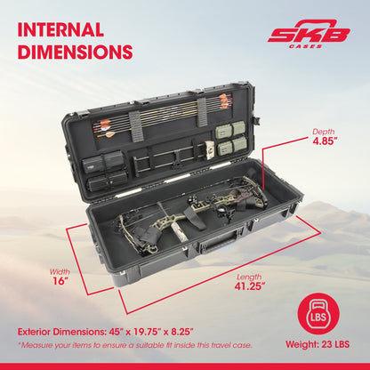 SKB Hard Large Plush Storage Case Archery Bow Parallel Limb iSeries REV2, Black