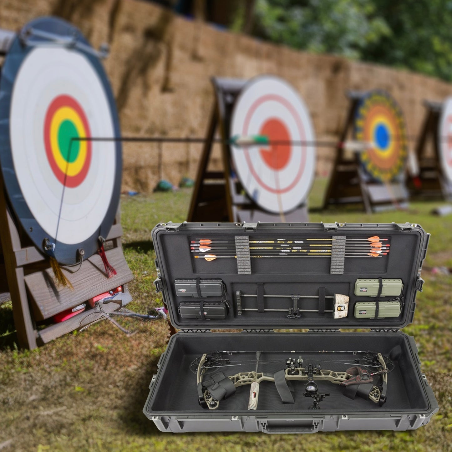 SKB Hard Large Plush Storage Case Archery Bow Parallel Limb iSeries REV2, Black