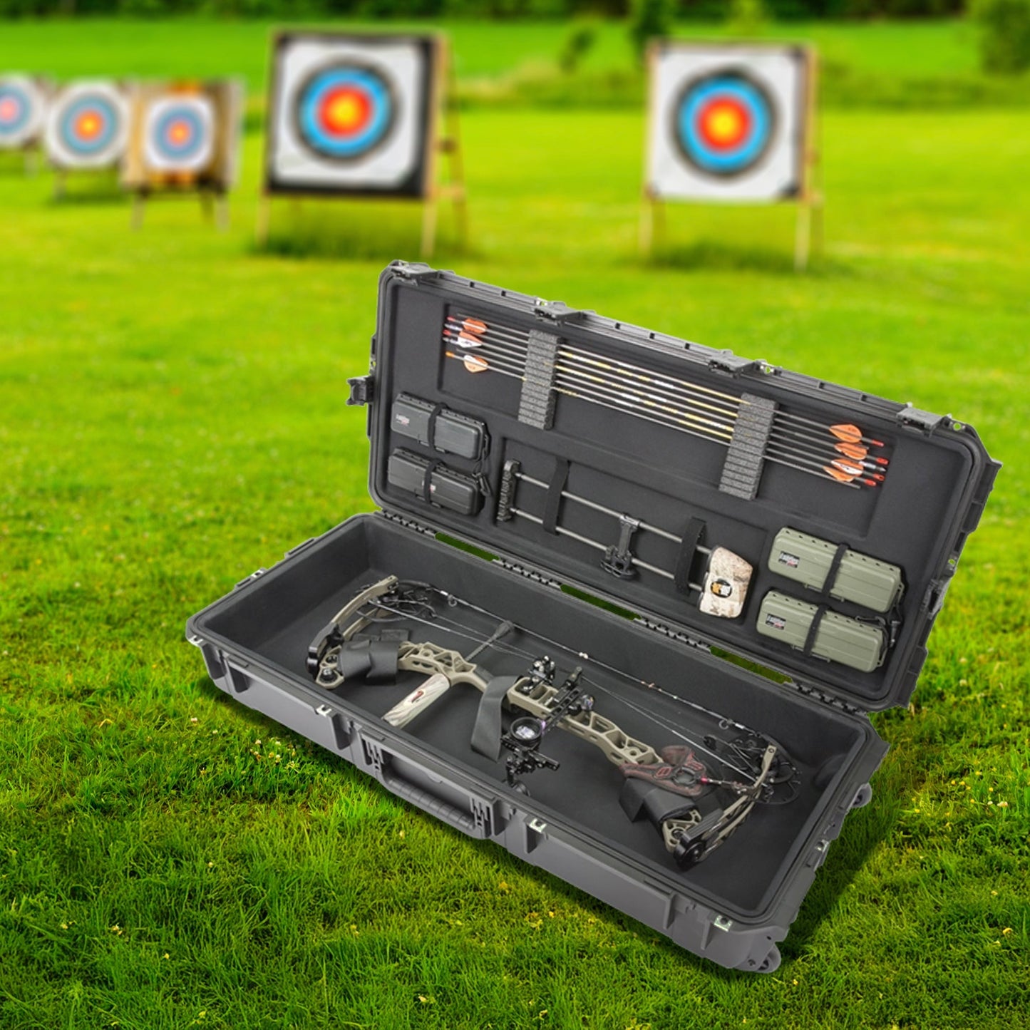 SKB Hard Large Plush Storage Case Archery Bow Parallel Limb iSeries REV2, Black