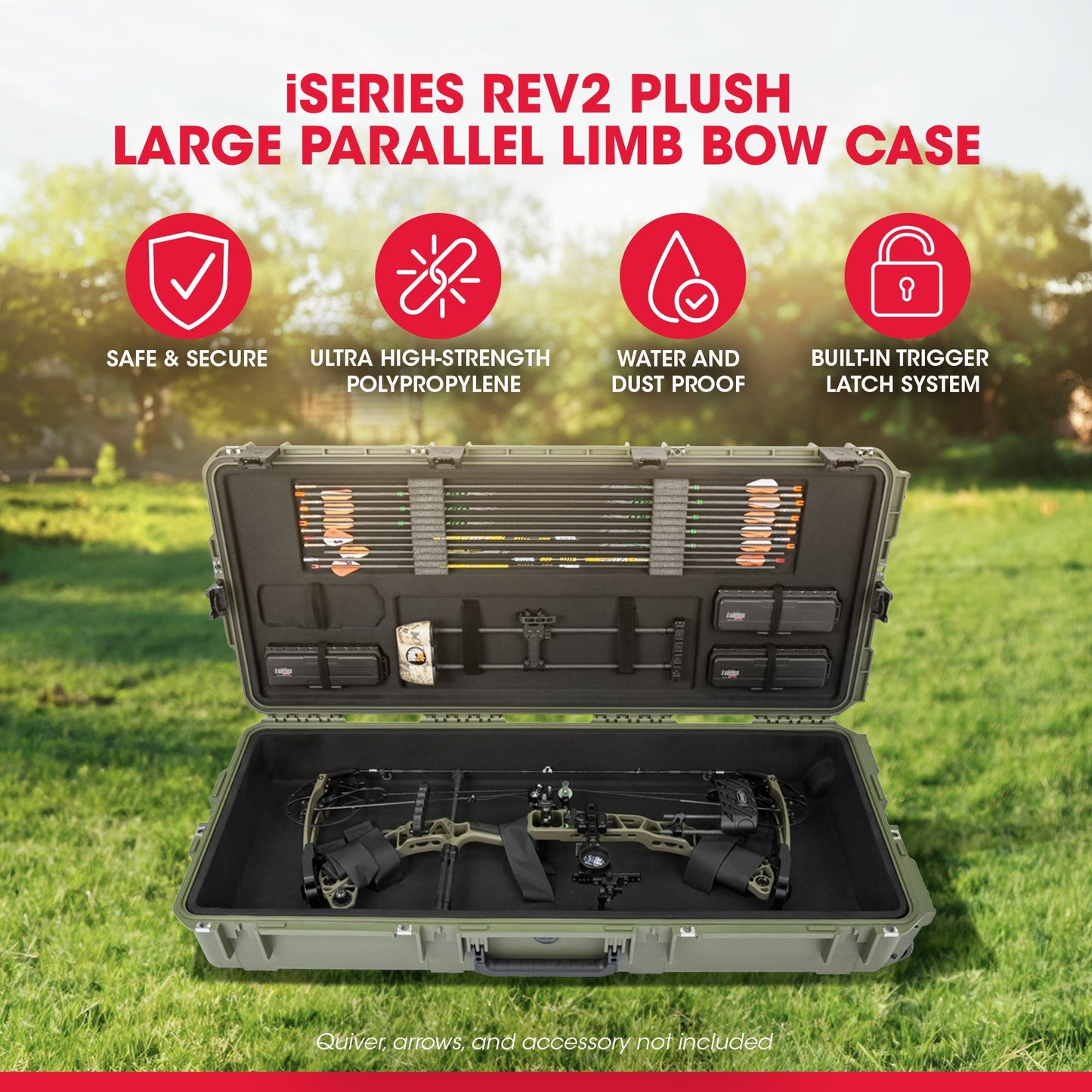 SKB Hard Large Plush Storage Case Archery Bow Parallel Limb iSeries REV2, Green