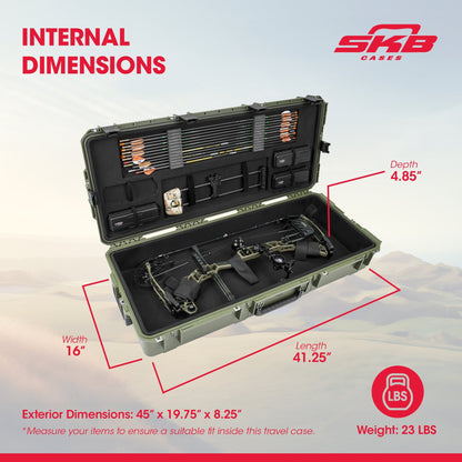 SKB Hard Large Plush Storage Case Archery Bow Parallel Limb iSeries REV2, Green