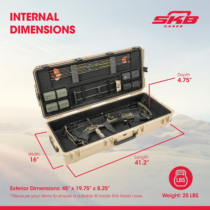 SKB Hard Large Plush Storage Case Archery Bow Parallel Limb iSeries REV2, Tan