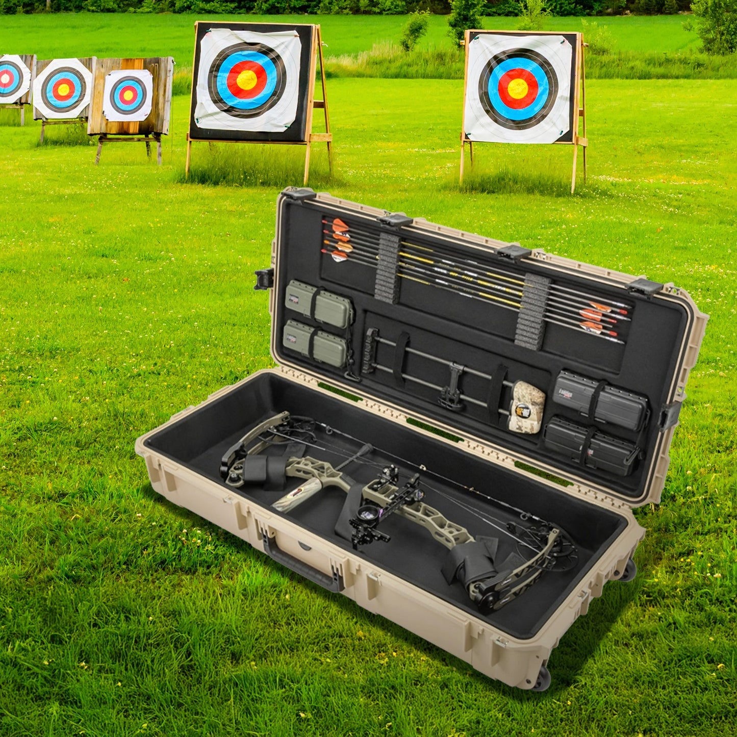 SKB Hard Large Plush Storage Case Archery Bow Parallel Limb iSeries REV2, Tan