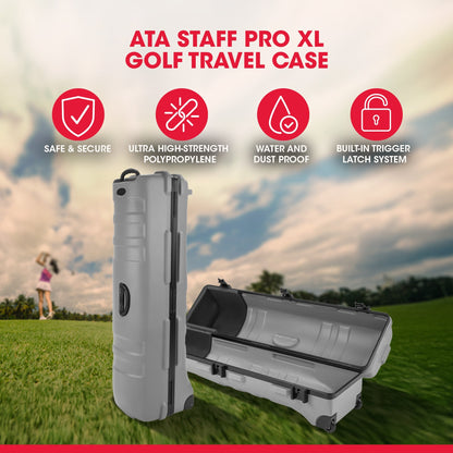 SKB Cases ATA Staff Pro XL Hard Plastic Storage Wheeled Golf Travel Case, Grey