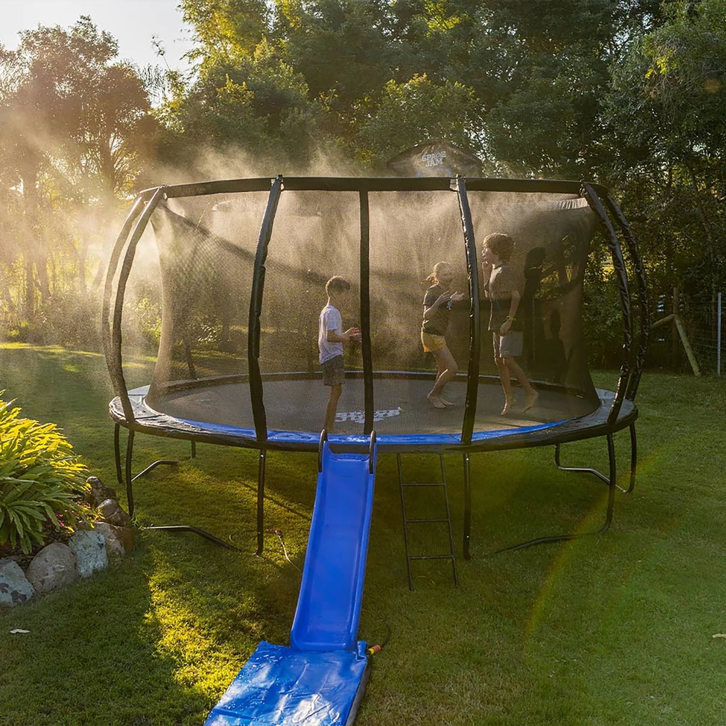 SpaceJump MeteorShower Trampoline Sprinkler Attachment Water Accessory, Black