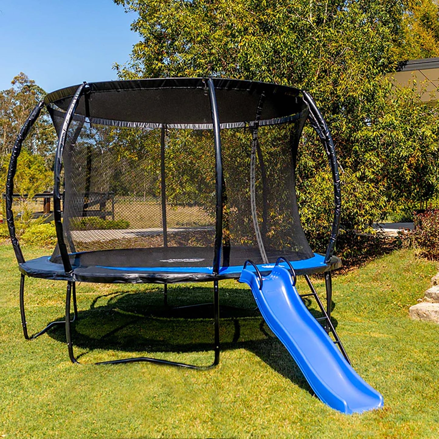 SpaceJump Rocket Slide Trampoline Attachment, Outdoor Playground Accessory, Blue