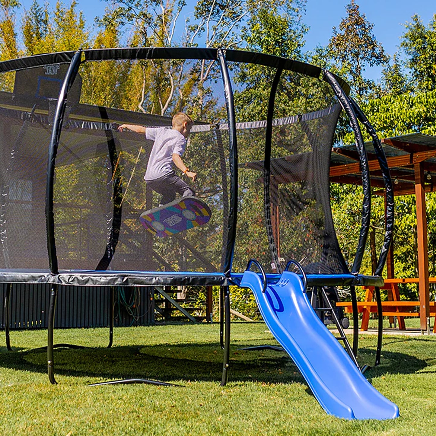 SpaceJump HoverBoard Foam Trampoline Attachment Trick Board, Straps, Multicolor