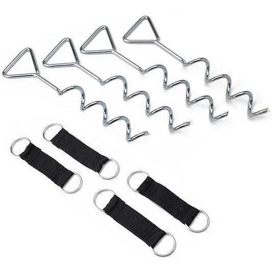 SpaceJump Anchor Kit Heavy Duty Trampoline Stakes Ground Screws Tie Down, Silver