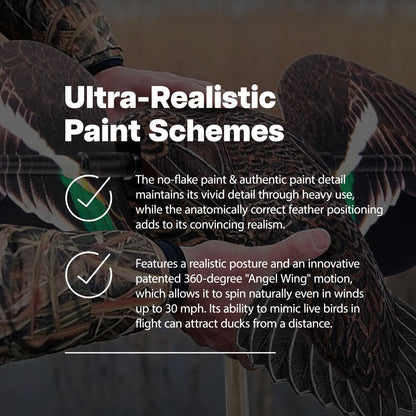 Avian X Powerflight Hen Teal Green Wing Duck Decoy with Wings, Stake & Carry Bag