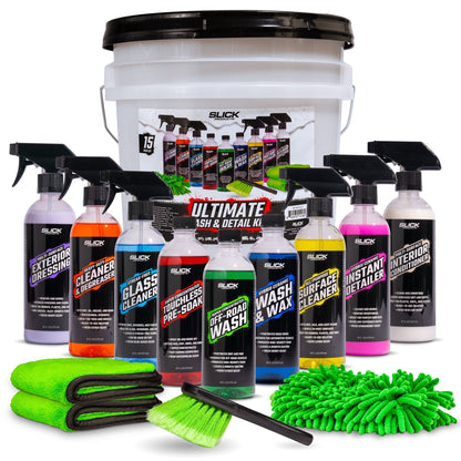 Slick Products 15-Piece Ultimate Car Wash and Detailing Kit, Towel & Scrub Brush - Find Fresh Goods