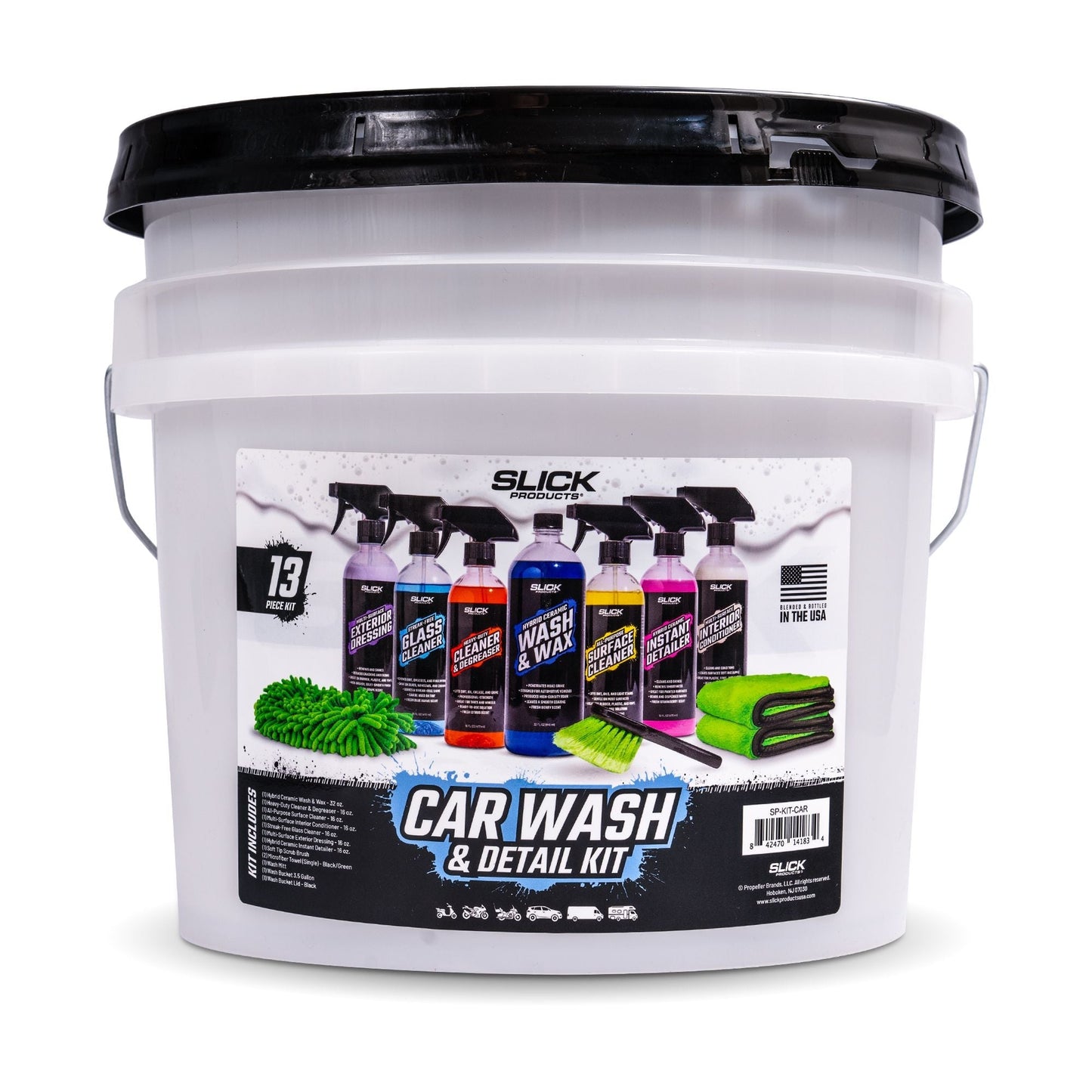 Slick Products 13-Piece Car Wash Cleaning and Detailing Kit, Towel & Scrub Brush - Find Fresh Goods