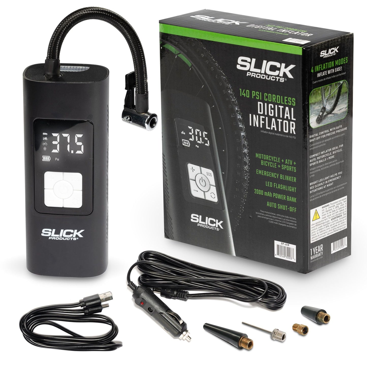 Slick Products Cordless Digital Air Inflator, Portable Tire Pump and Power Bank - Find Fresh Goods